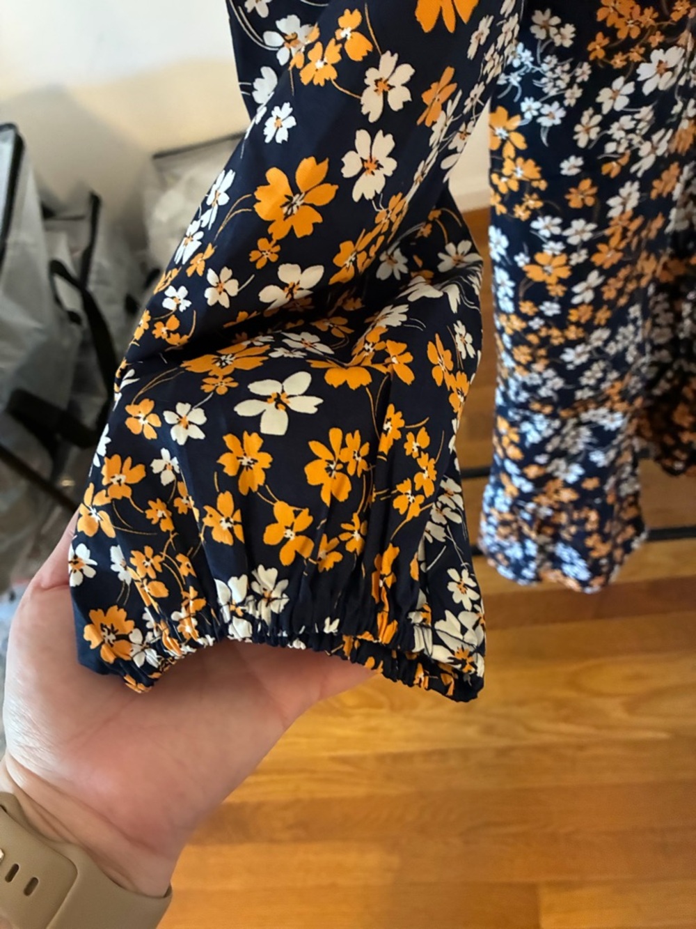 Draper James Navy Dress with Orange & White Floral Print - NWT - size XL - Picture 5 of 5